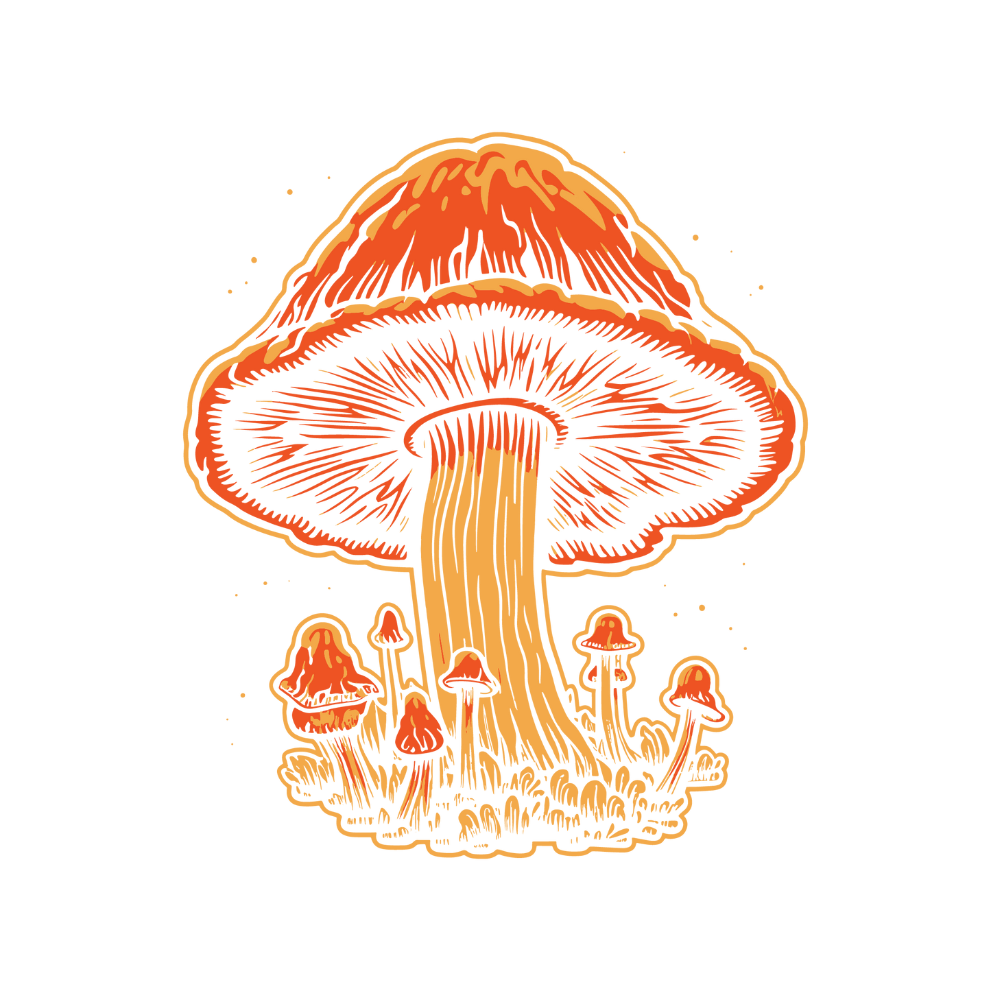 Orange Mushrooms Graphic T Shirt