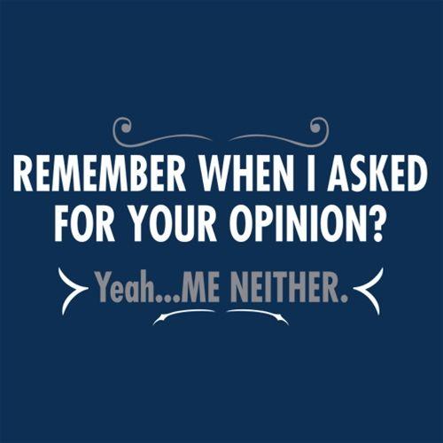 Remember When I Asked For Your Opinion? Yeah...Me Neither - Roadkill T Shirts