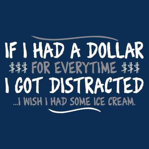 If I Had A Dollar For Everytime I Got Distracted...I Wish I Had Some Ice Cream - Roadkill T Shirts