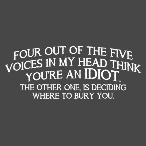 Four Of The Five Voices Think You're An Idiot Other One Deciding Where To Bury You - Roadkill T Shirts
