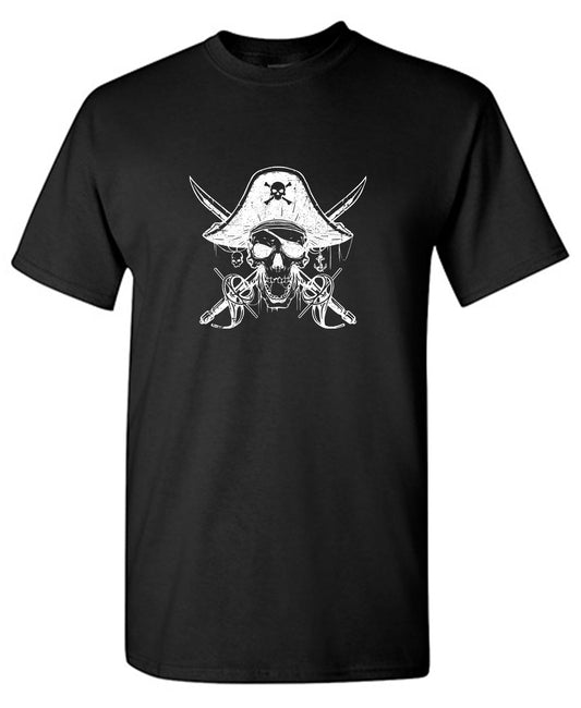 Skull Bones Pirate with Hat Mens Tee