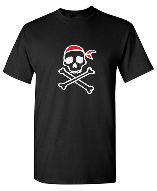 Pirate Drawn Skull Mens T Shirt