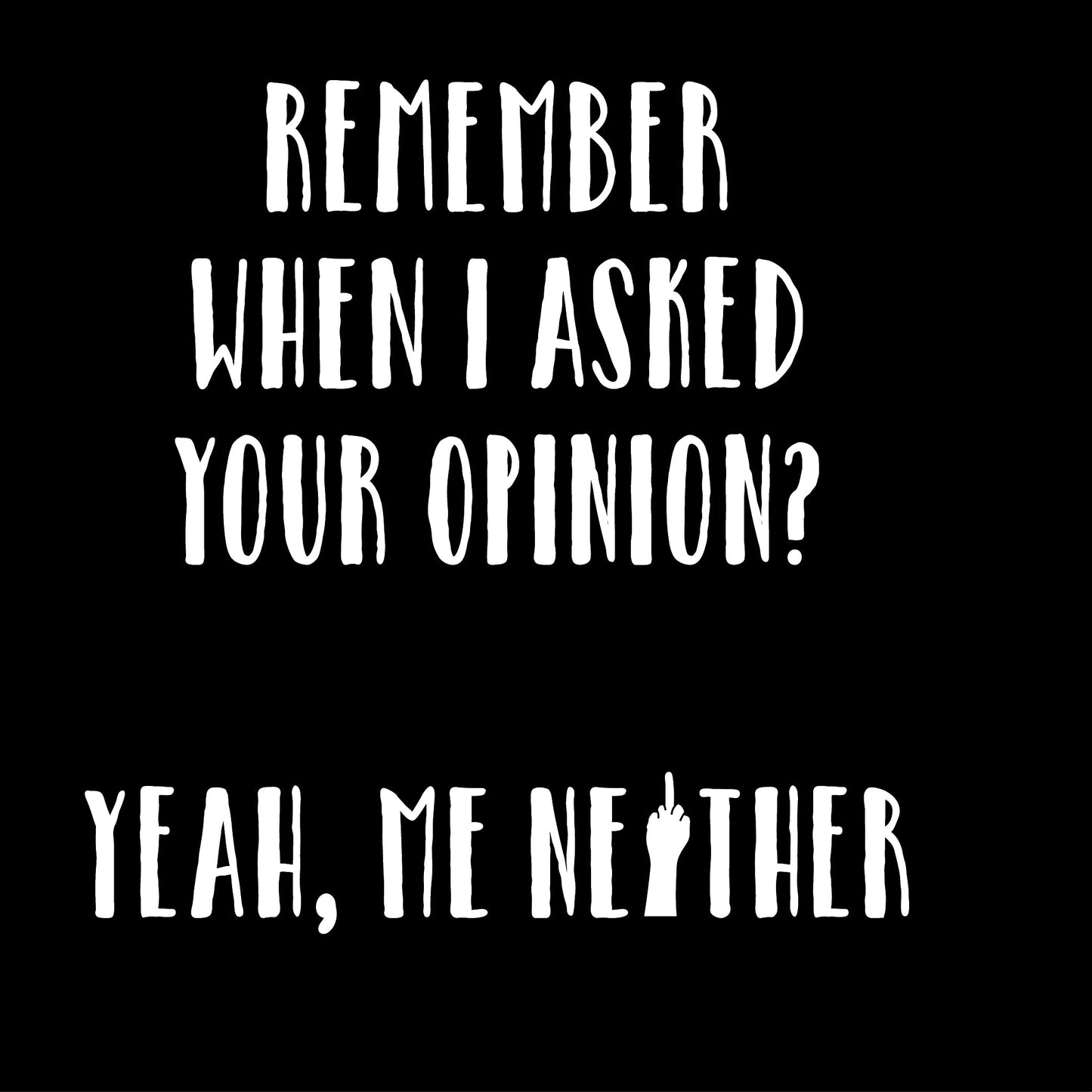 Remember When I Asked For Your Opinion