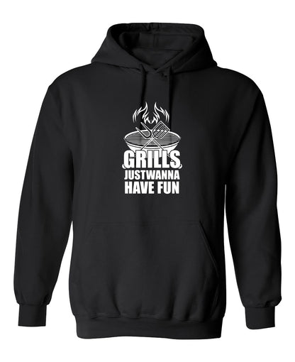 Funny T-Shirts design "GRILLS, Just Wanna Have Fun"