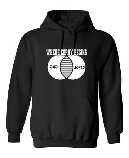 Funny T-Shirts design "Where Corny Begins, Dad Jokes"