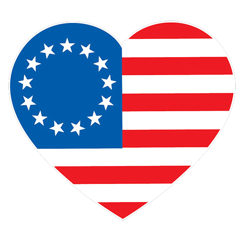 Betsy Ross Heart Shaped American Flag Tees