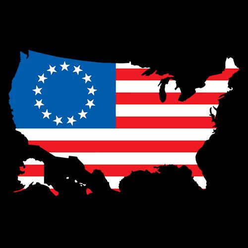 Betsy Ross USA Shaped Flag T-Shirt