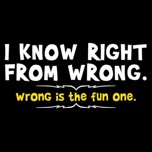 I Know Right From Wrong. Wrong Is The Fun One. - Roadkill T Shirts