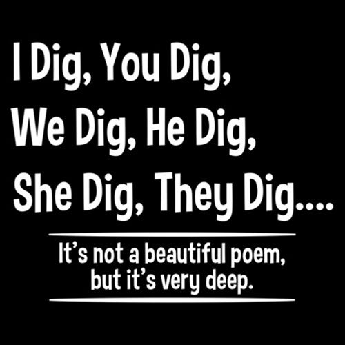 I Dig, You Dig, We Dig, He Dig, She Dig, They Dig....It's Not A Beautiful Poem - Roadkill T Shirts