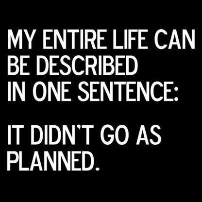 My Entire Life Can Be Described In One Sentence: It Didn't Go As Planned. - Roadkill T Shirts